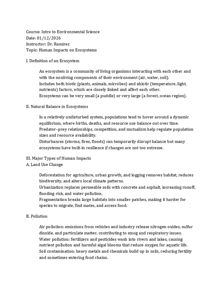 Human Impacts on Ecosystems Explained | PDF | Ecosystem | Climate Change