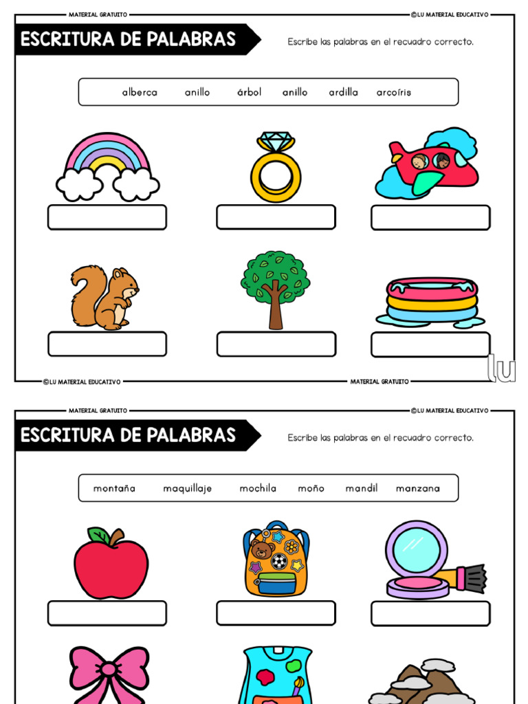 Lu Material Educativo - Gratuito Escritura de Palabras | PDF