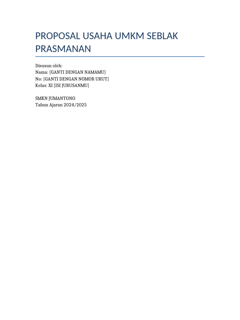 Proposal Usaha Seblak Prasmanan UMKM | PDF
