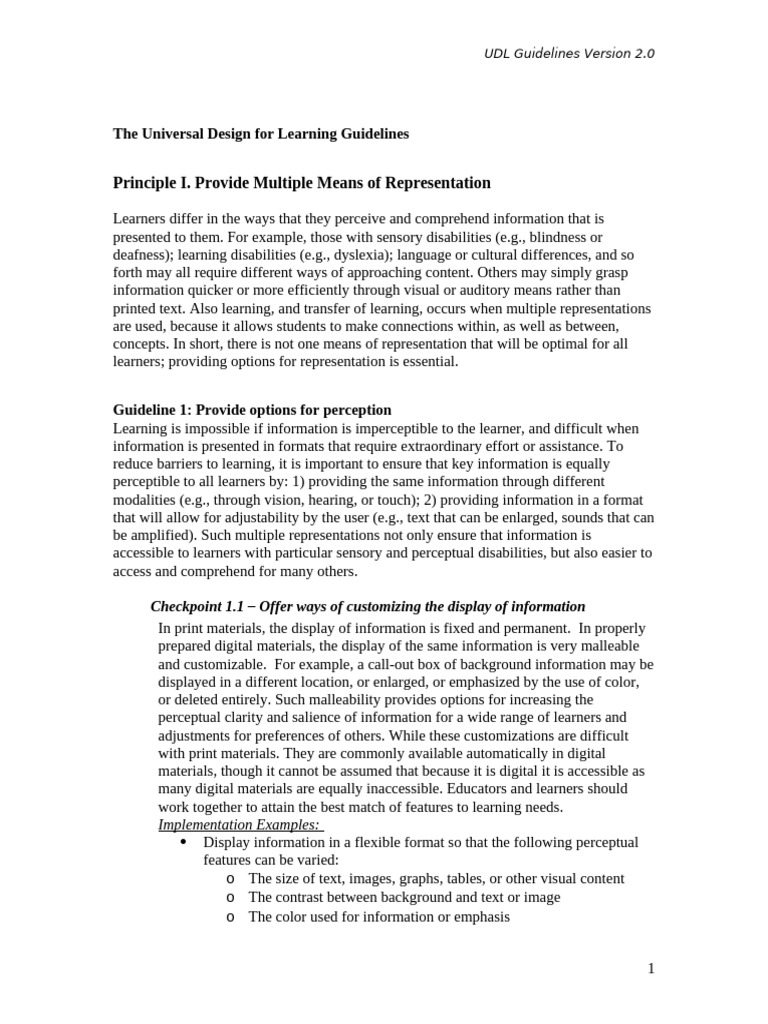 UDL Guidelines 2.0: Learning Accessibility | PDF | Learning | Information