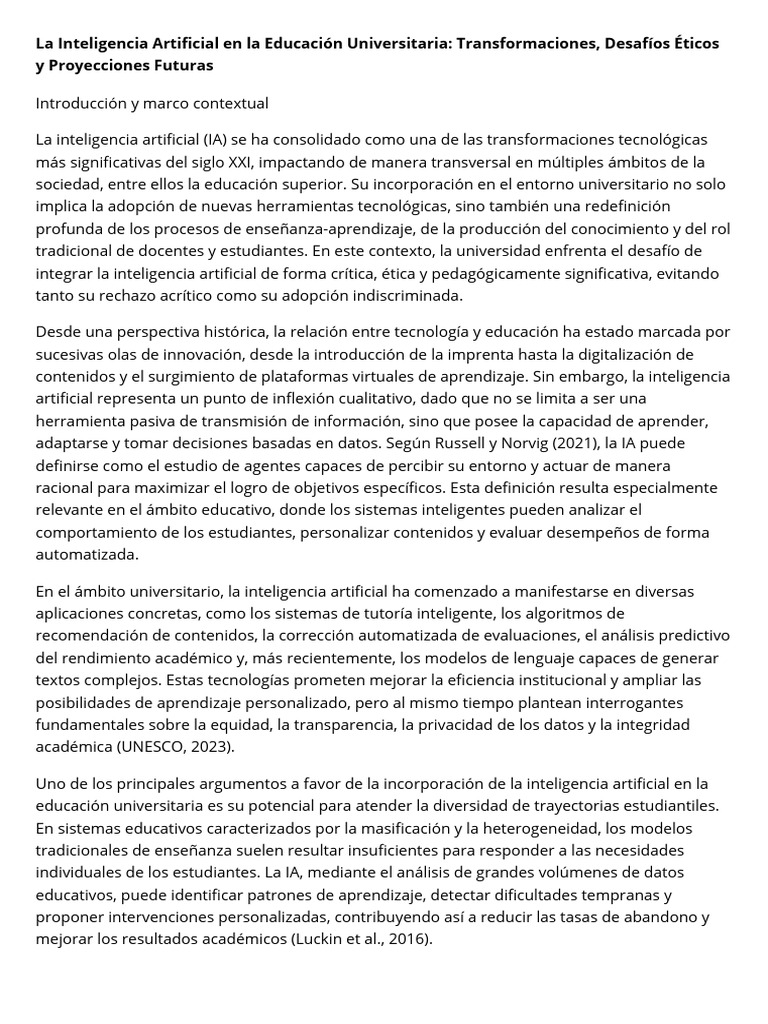 IA en Educación Universitaria: Retos y Oportunidades | PDF ...