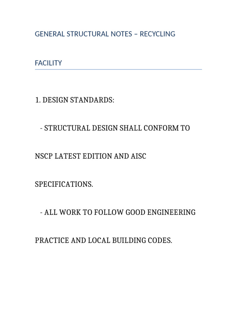 General Structural Notes Recycling Facility | PDF | Building ...