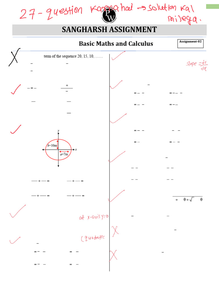 Sangharsh Assignment 02 Basic Maths and Calculus MISSION | PDF | Circle ...
