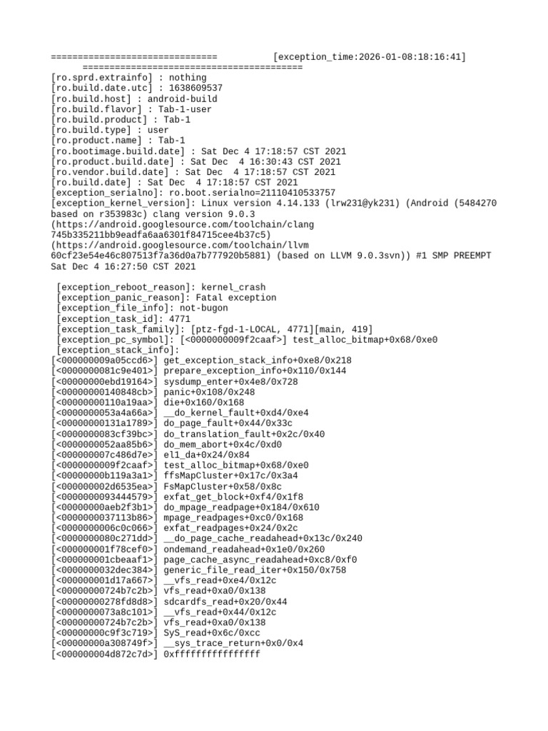 Tab-1 Kernel Crash Report Details | PDF | Free Software