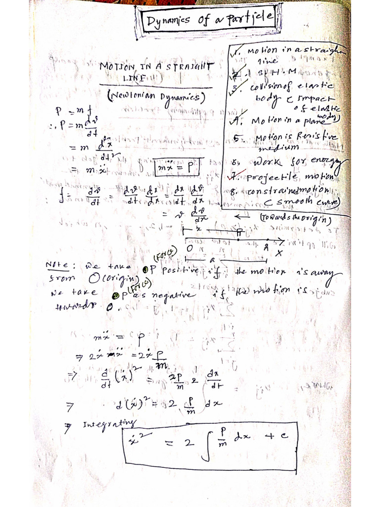 Dynamics of Particle. | PDF