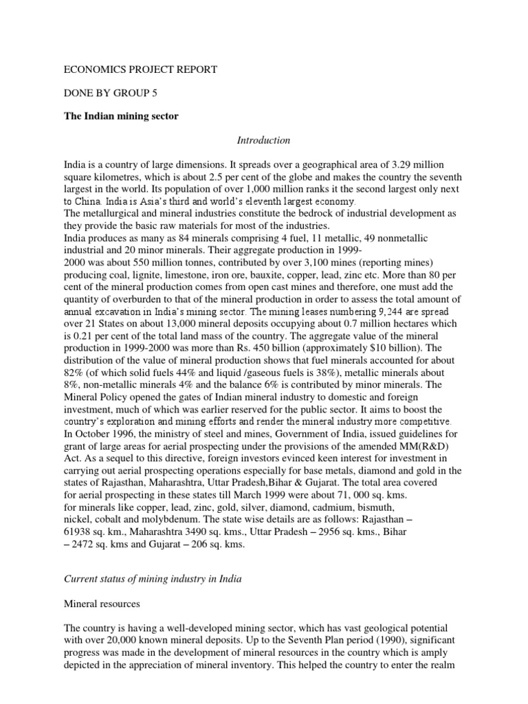 Economics Project Report | PDF | Mining | Labour Economics