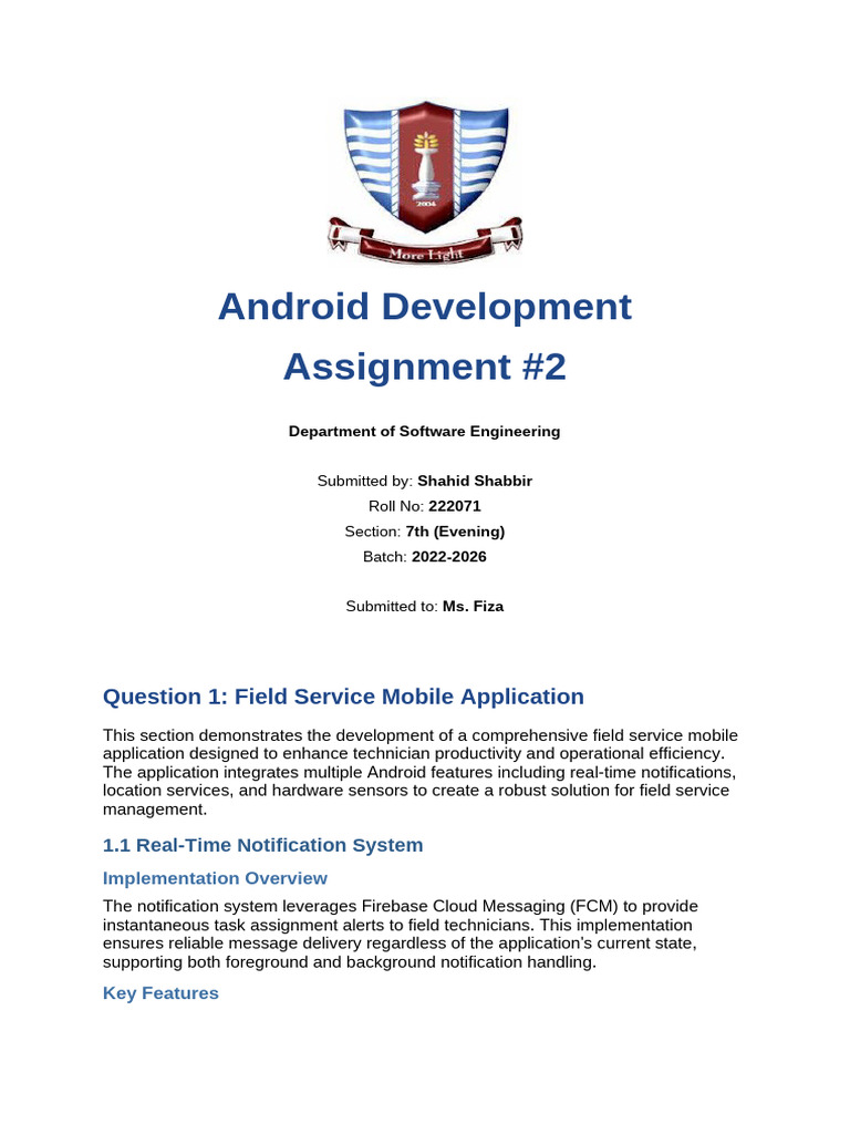 Android Field Service App Development | PDF | Accessibility | Mobile App
