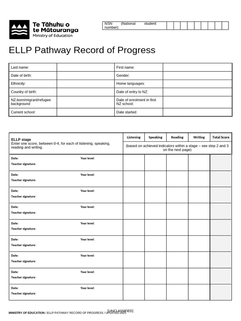ELLP Progress Tracking Template | PDF | English Language | Vocabulary