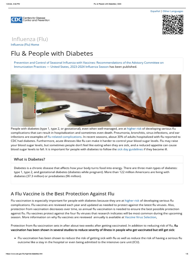 Flu Prevention for Diabetics: CDC Guide | PDF | Influenza | Influenza ...