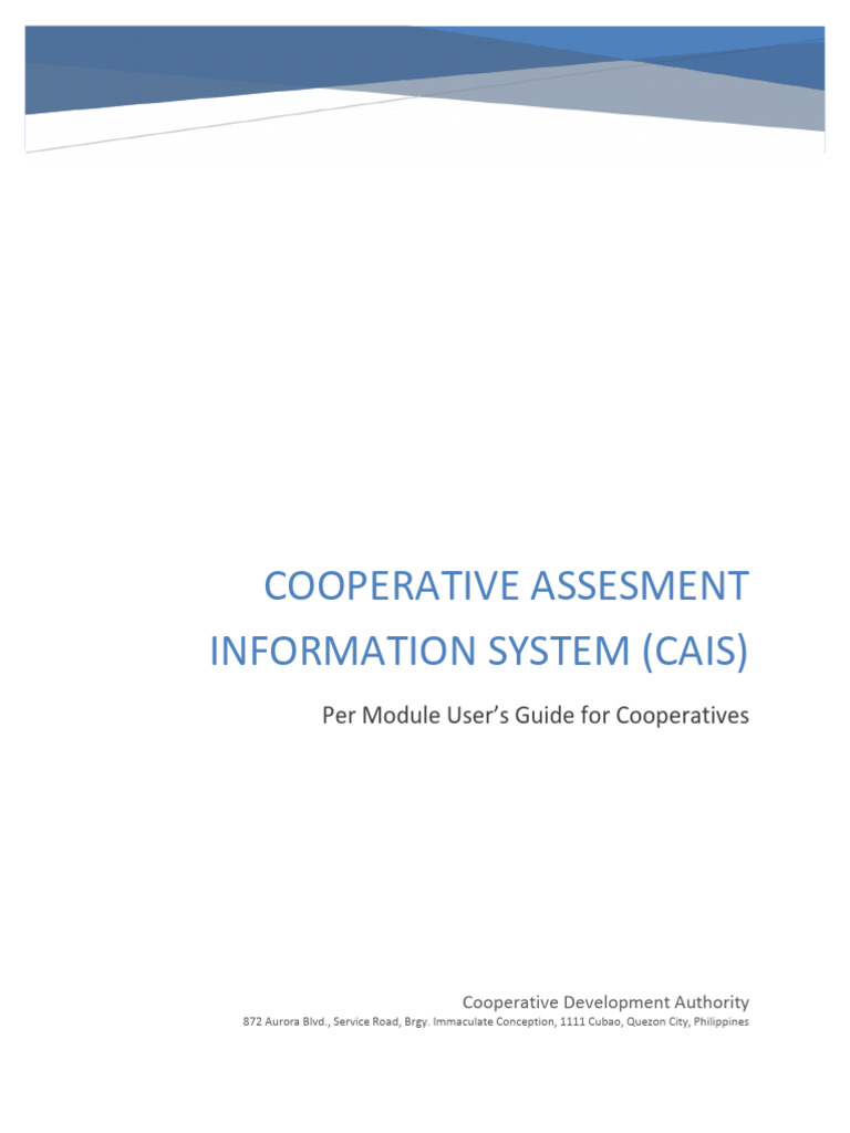 CAIS User Guide for Cooperatives | PDF | Cooperative | Audit