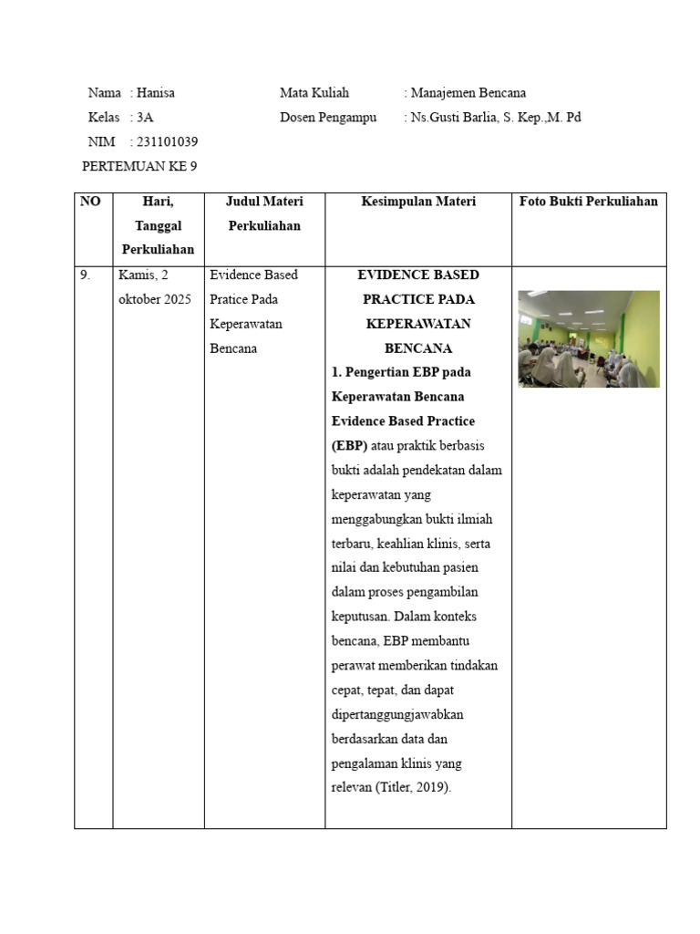 EBP dalam Keperawatan Bencana | PDF