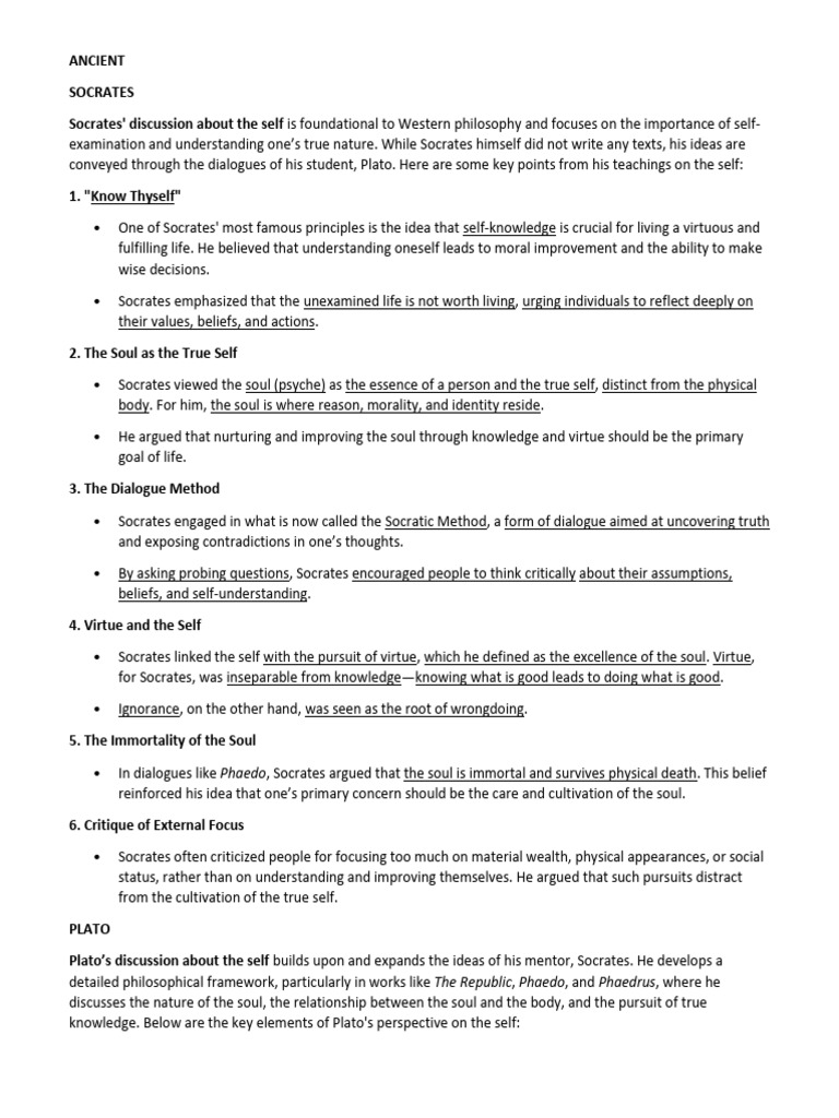 Socratic and Platonic Views on Self | PDF | Soul | Philosophy Of Self