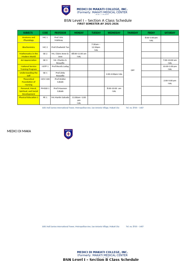 Bsn 1 Room Assignment | PDF | Health Care