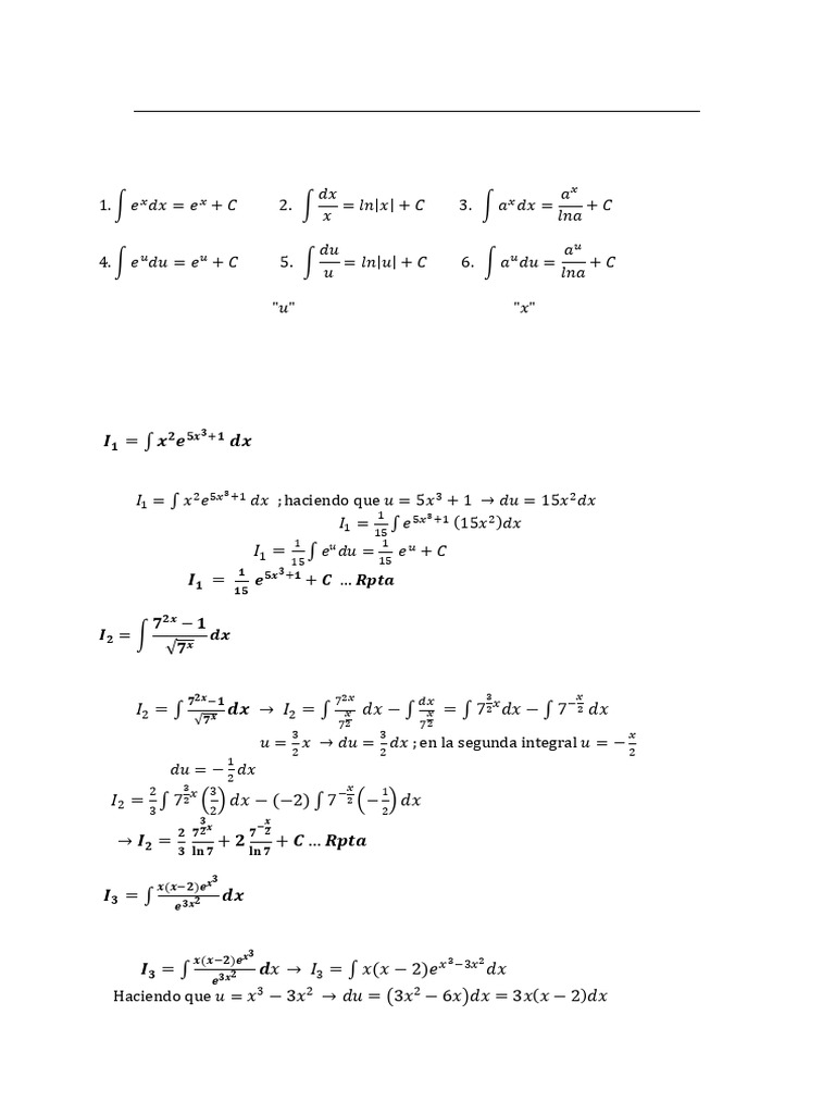 Integrales de Funciones Logarítmicas y Exponenciales | PDF | Integral ...