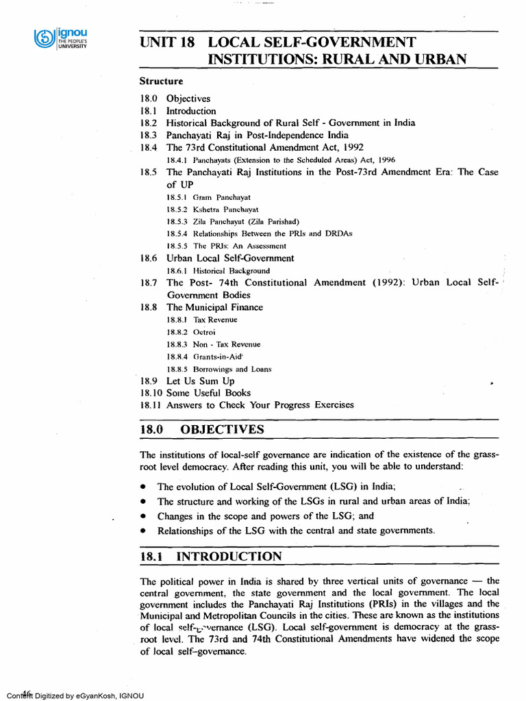 Local Self-Government in India | PDF | Government Of India | Governance