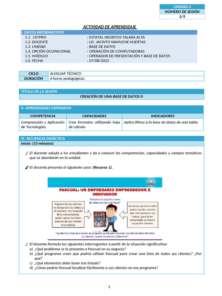 4.4.1. Etp4-u4-s1-Creación de Una Base de Datos II | PDF | Maestros ...