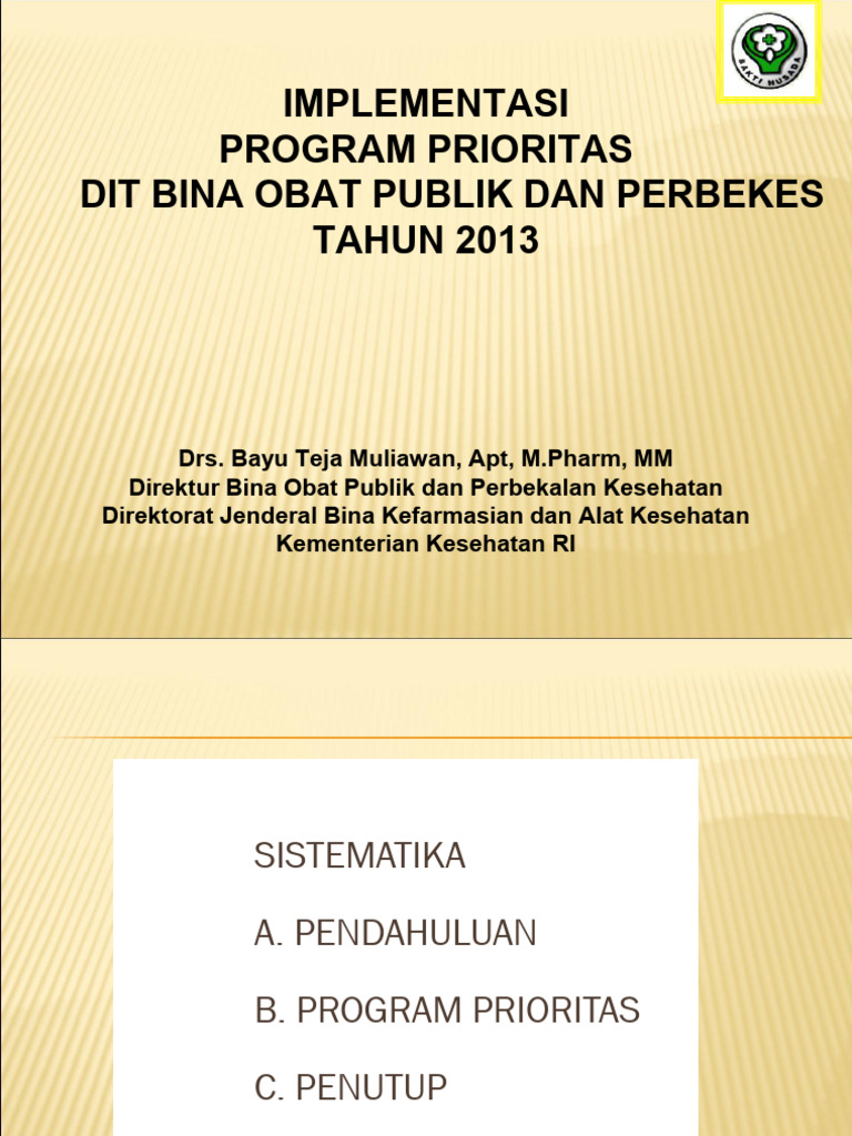 Program Prioritas Obat 2013 Kemenkes RI | PDF