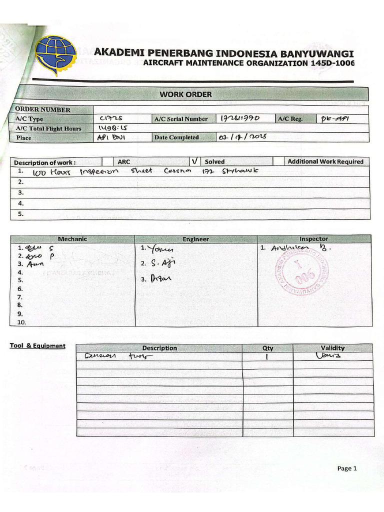 Work Order - Api Banyuwangi | PDF
