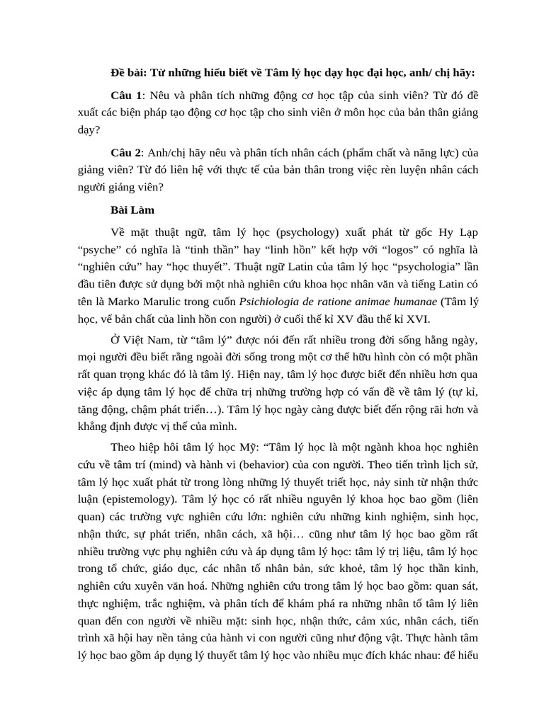 Nguyen Hoang minh-028-NVGD DH K04 (TÂM LÝ GD DH) | PDF