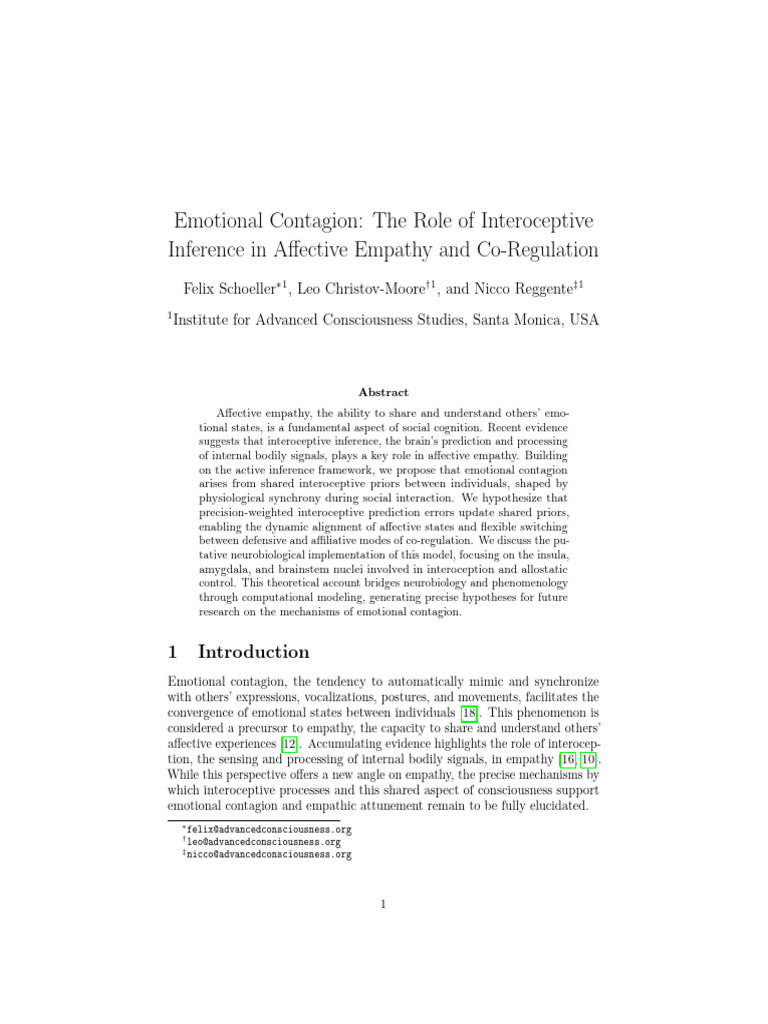 Shared Interoception (1) | PDF | Empathy | Insular Cortex