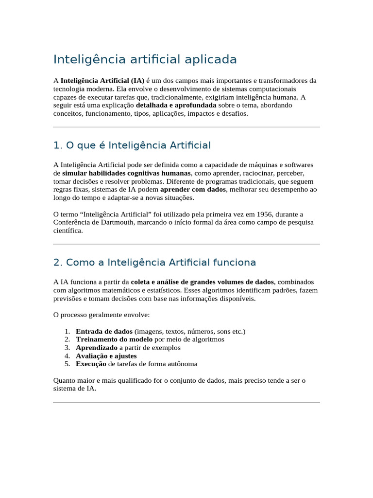 Inteligência Artificial: Conceitos e Aplicações | PDF | Inteligência ...