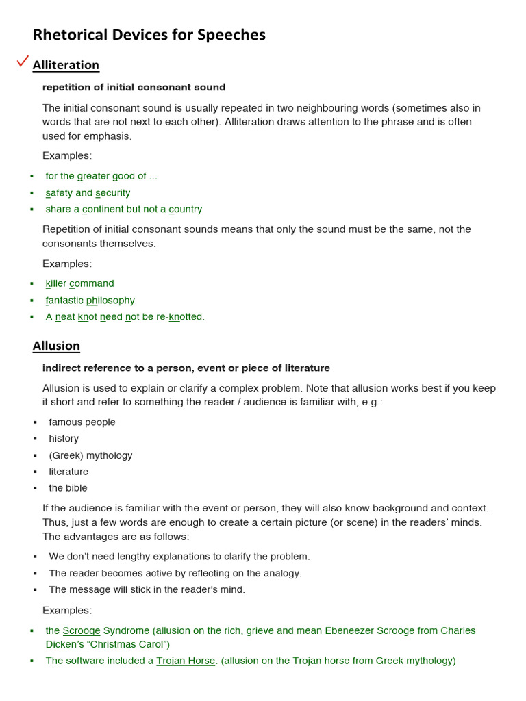 Rhetorical Devices for Effective Speeches | PDF