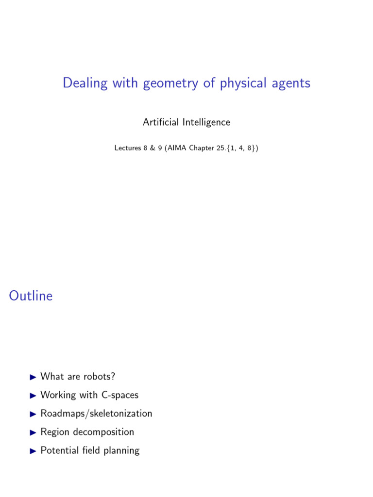 AI MT24 Lecture 08 09 | PDF | Robot | Robotics