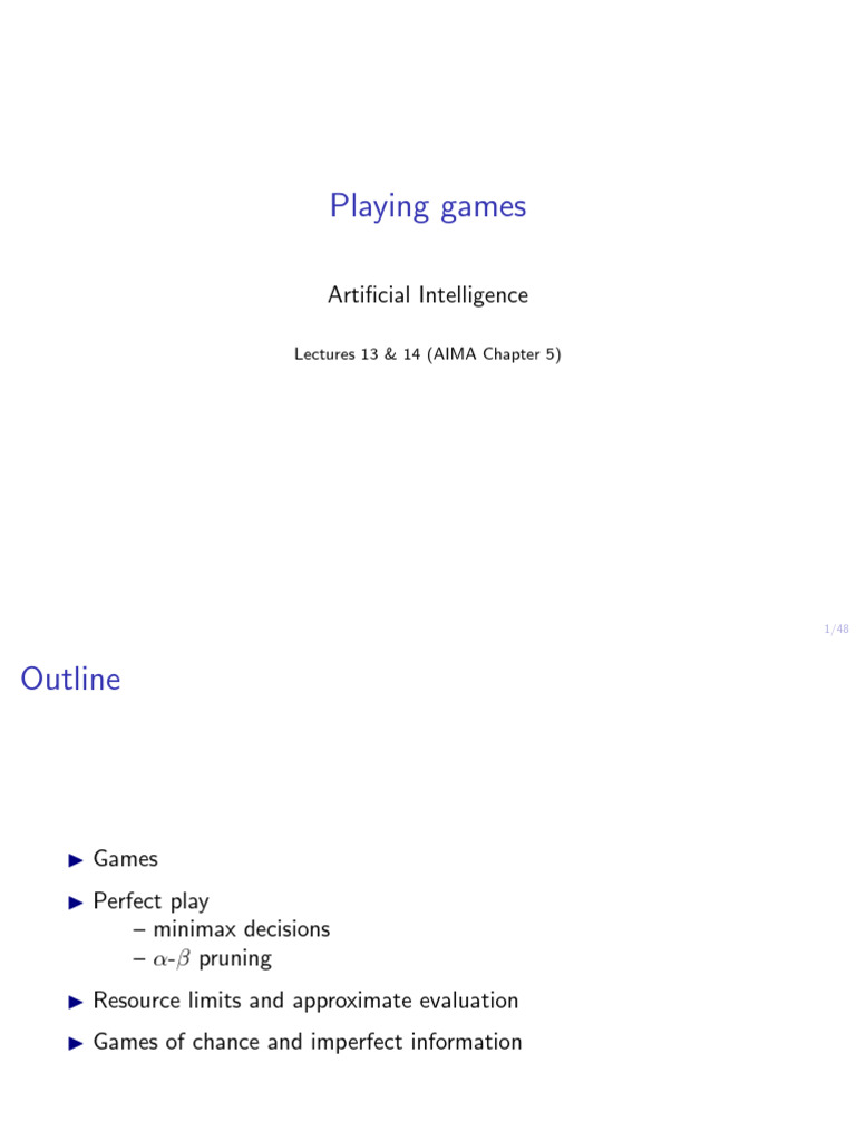 AI MT24 Lecture 13 14 | PDF | Gaming | Applied Mathematics