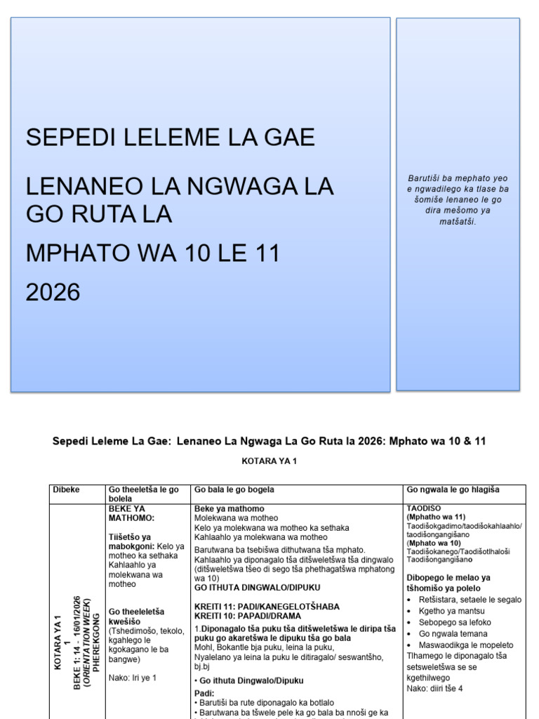 Sepedi Grade 10 and 11 ATP | PDF