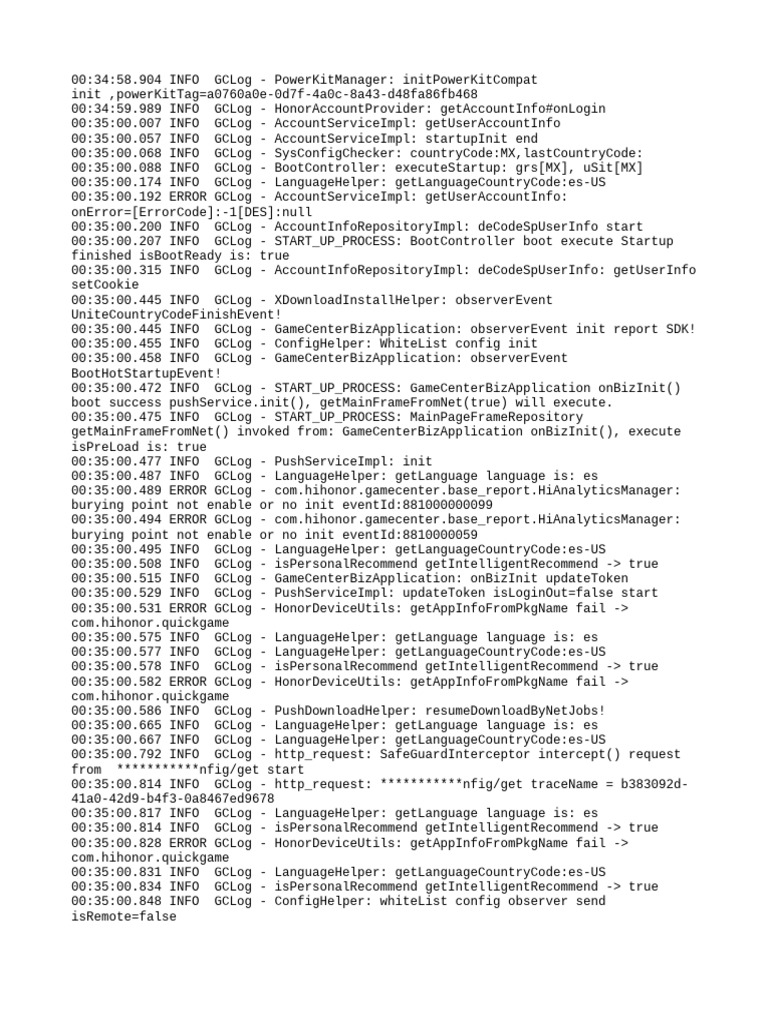 GameCenter App Startup Log Analysis | PDF | Application Layer Protocols ...