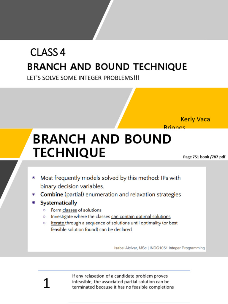 Branch and Bound Technique for Integer Problems | PDF