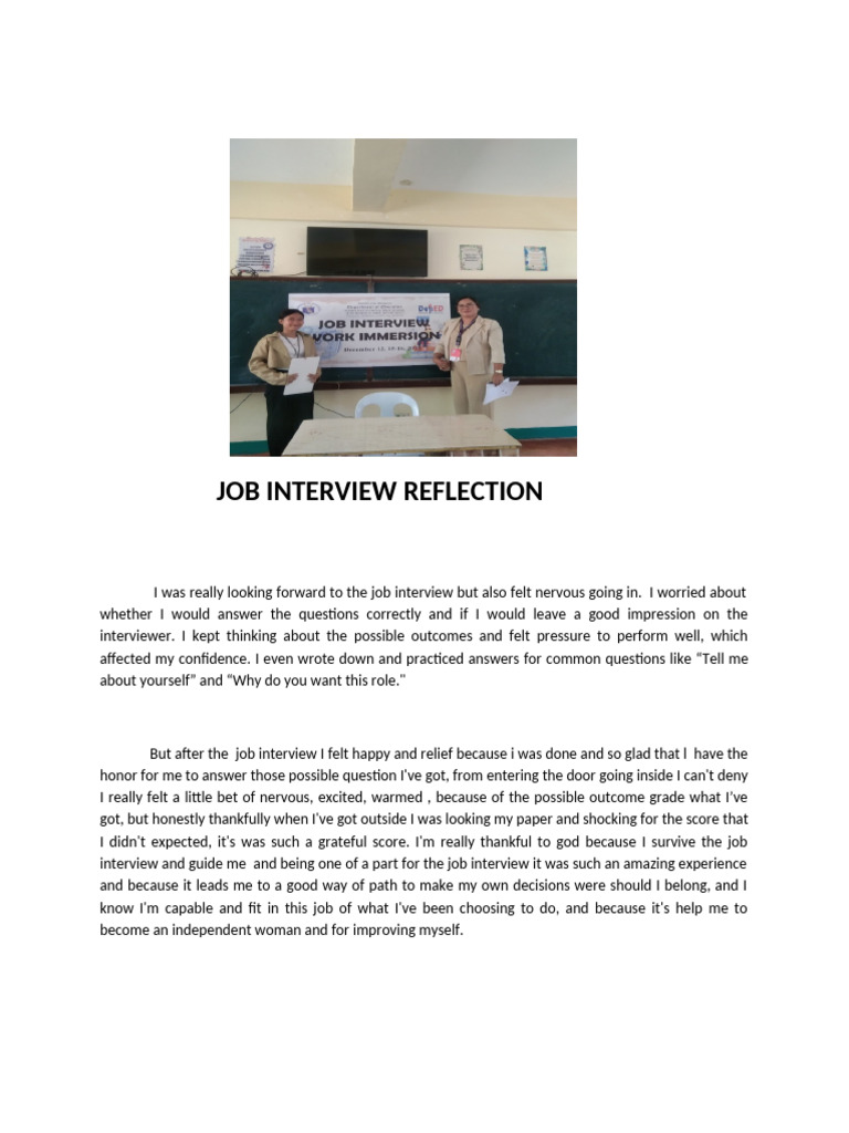 Job Interview Experience Reflection | PDF