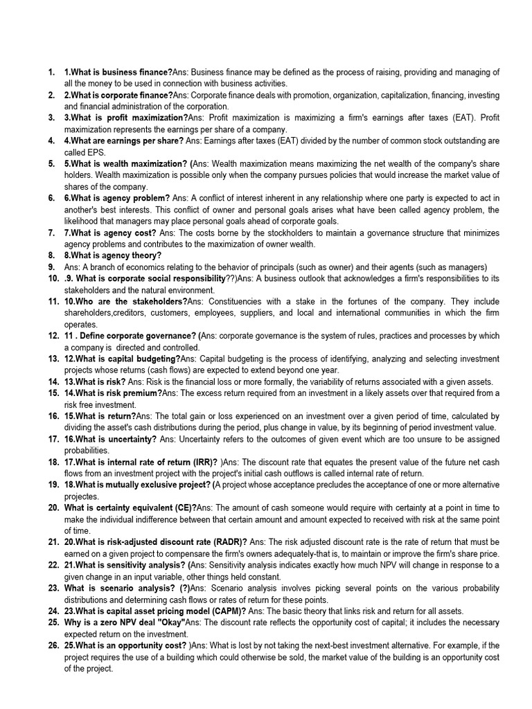 Key Concepts in Business Finance | PDF | Dividend | Stocks