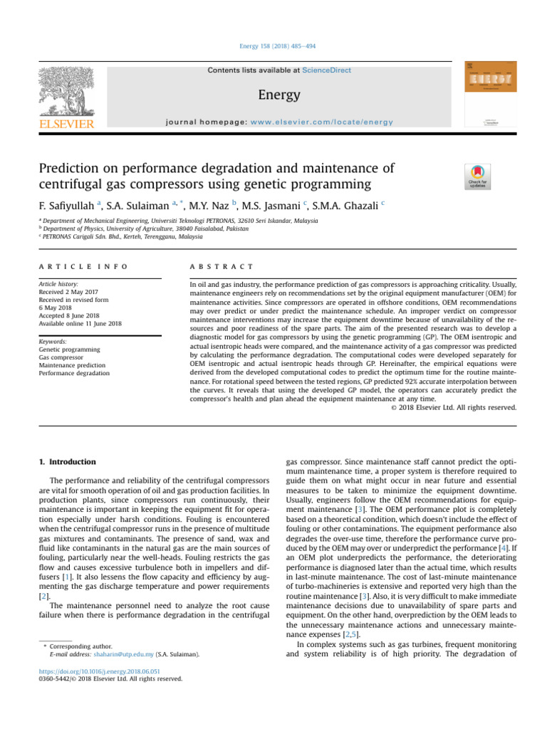 Prediction on Performance Degradation and Maintenance Of | PDF ...