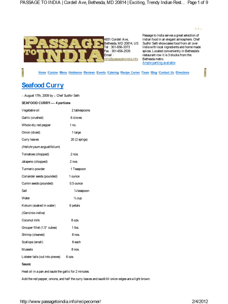 Indian Cuisine Recipes by Chef Sudhir | PDF | Curry | Indian Cuisine