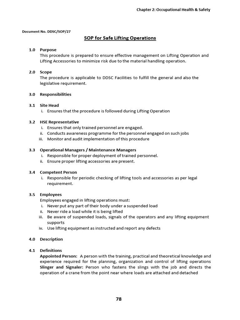 Safe Lifting Operations SOP Guide | PDF | Crane (Machine) | Elevator