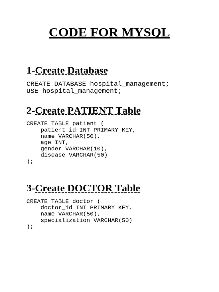 Code for Mysql | PDF