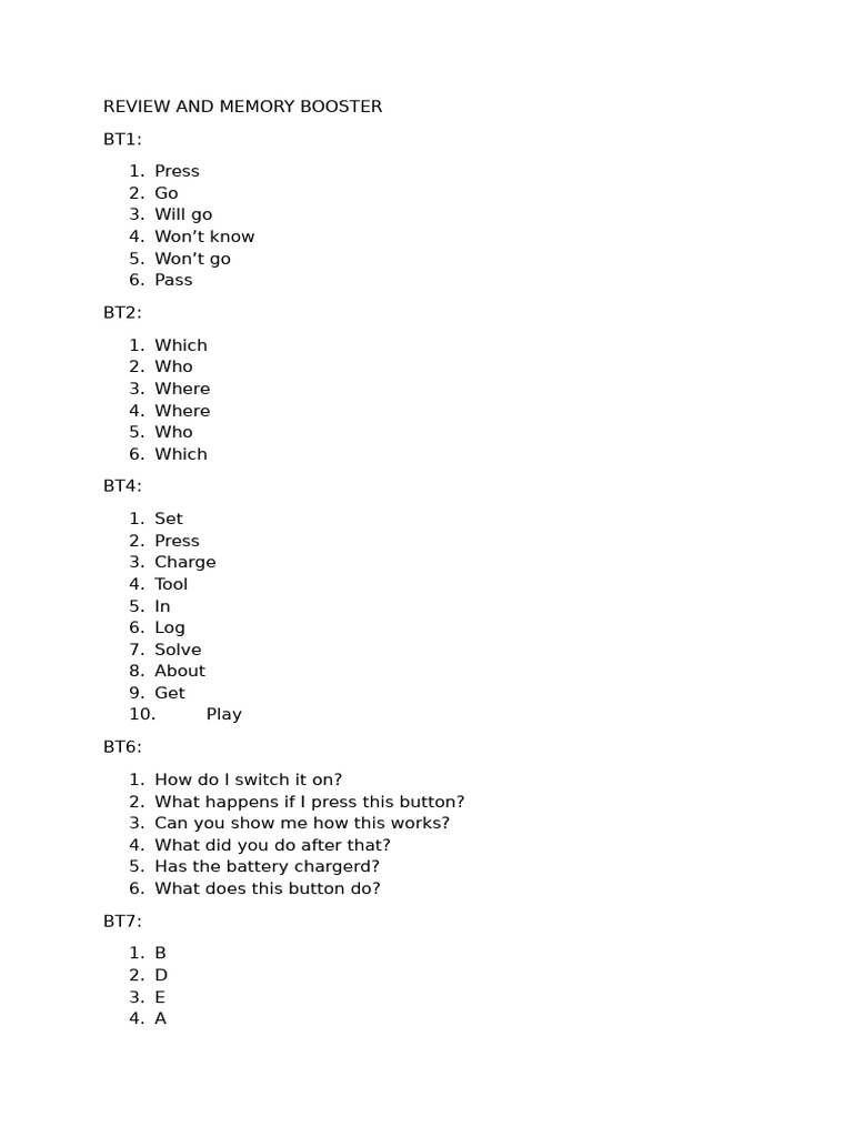 Review and Memory Booster Guide | PDF