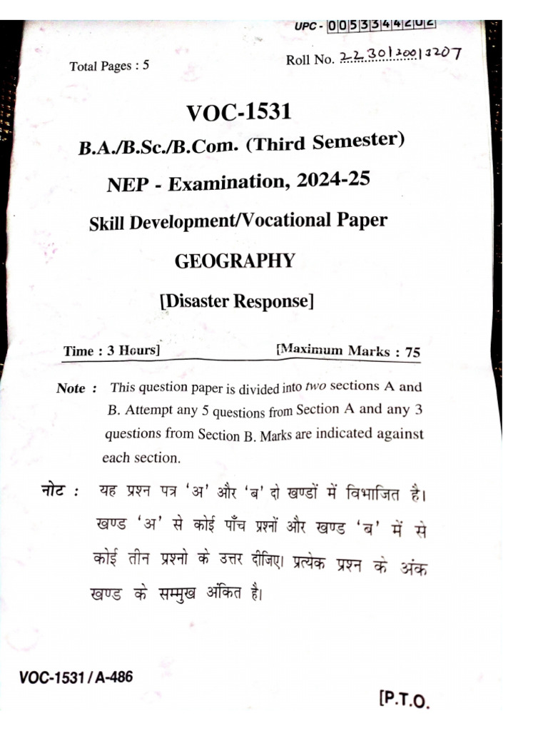Disaster Response Pyq 3rd Sem by Mehra Ji | PDF