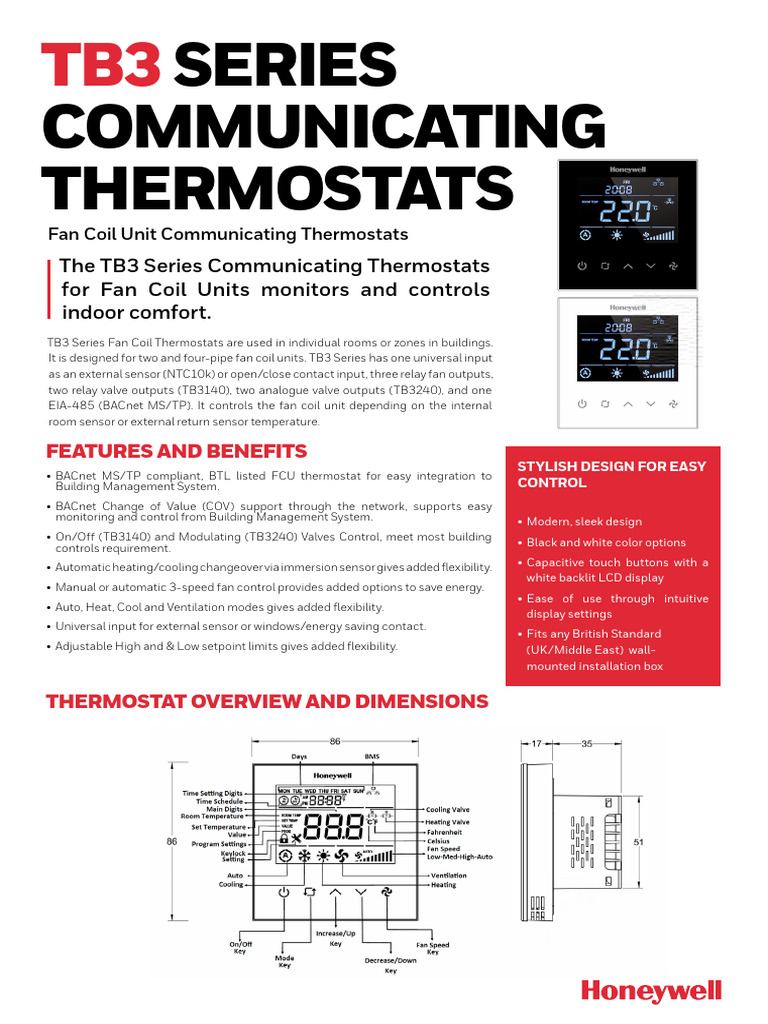 TB3 Series Fan Coil Thermostats Overview | PDF | Thermostat | Building ...