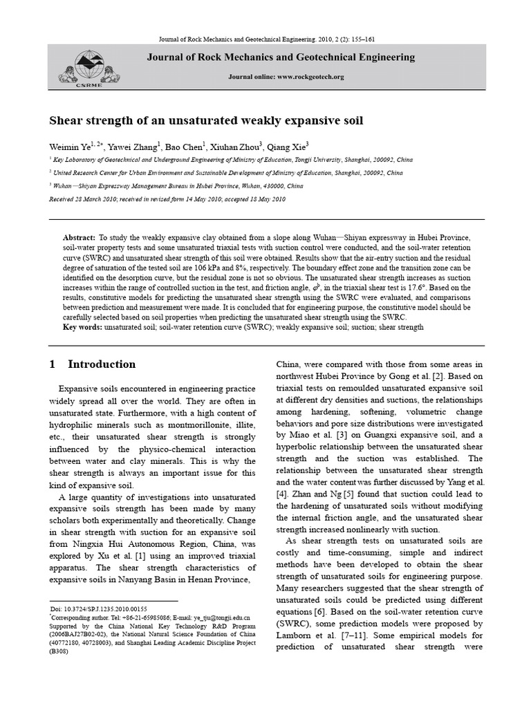 Shear Strength of Unsaturated Expansive Soil | PDF | Mechanics ...
