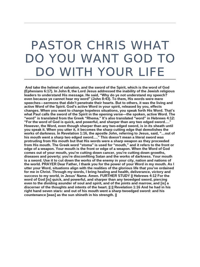 Power of God's Word in Your Life | PDF | Jesus | God In Christianity