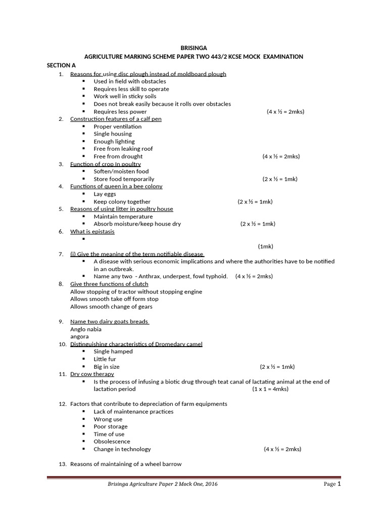 KCSE Agriculture Mock Exam Paper 2 | PDF