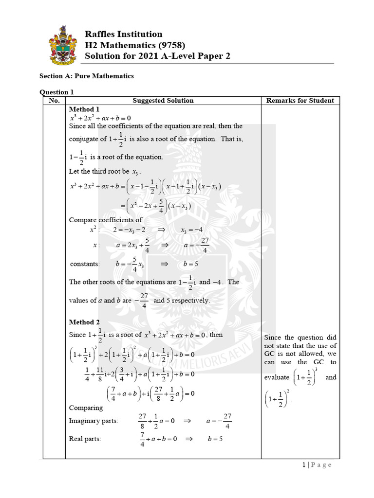 2021 a-Level 9758 Paper 2 Solution.pdf | PDF | Estimator | Mathematical ...