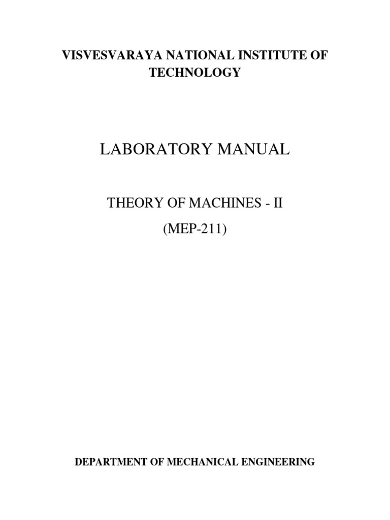 Laboratory Manual for Theory of Machines II | PDF | Oscillation ...