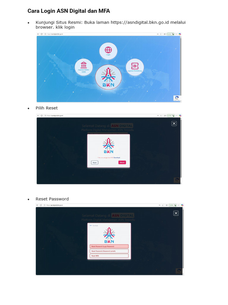Panduan Login ASN Digital dan MFA | PDF