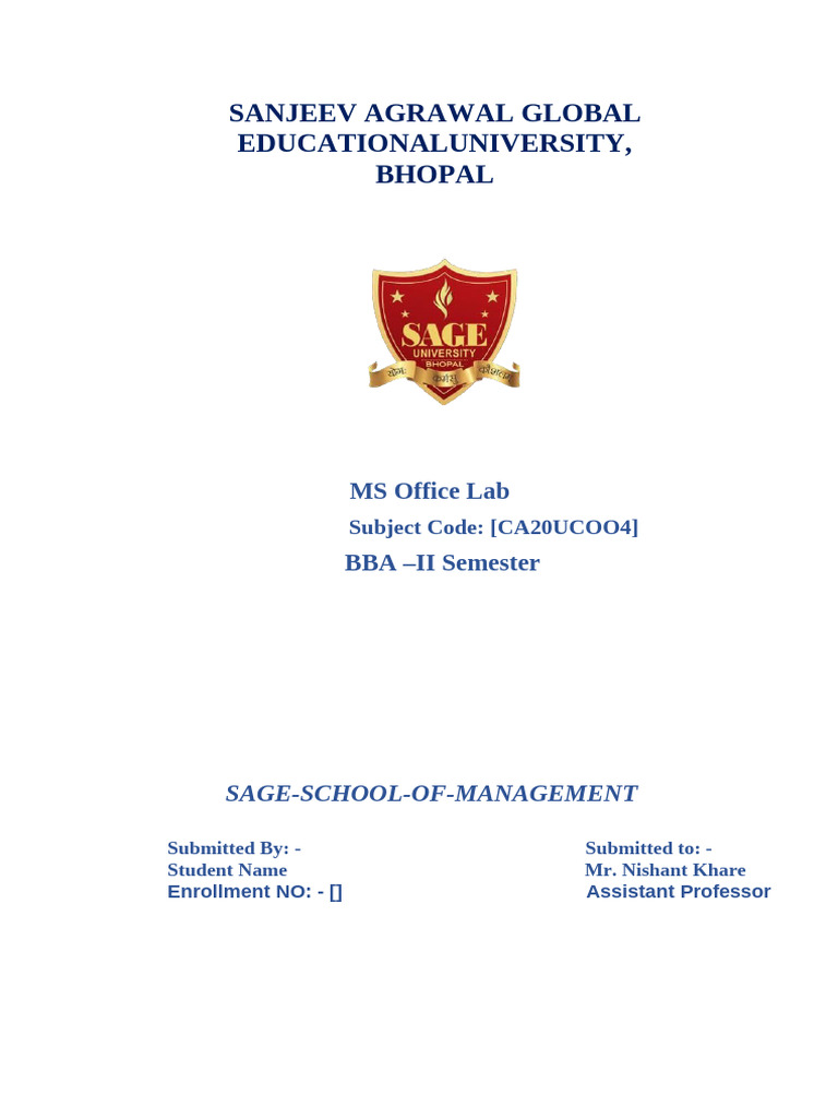 Ms-Office-Lab-Manual NK | PDF | Microsoft Word | Microsoft Excel