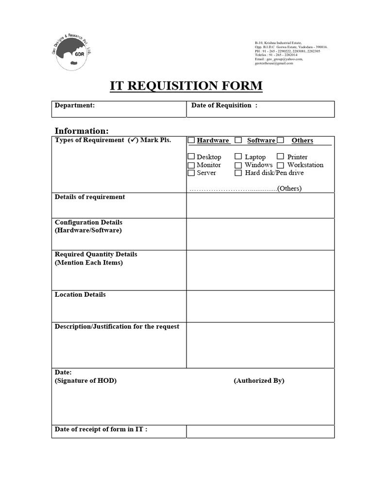 IT Requisition Form Template | PDF