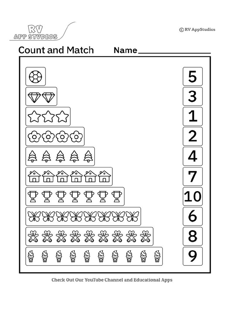 131 Free Printable Worksheets For Kids Count and Match Worksheets Count ...