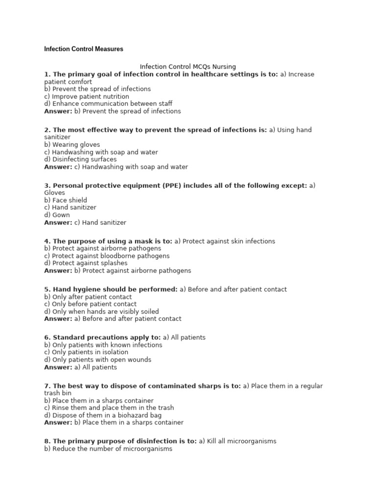 Infection Control Measures for Nurses | PDF | Sterilization ...